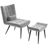 Fåtölj Med Ottoman, Accent Chair Set, Relax Chair Med Fotstöd, Grå + Svart 10