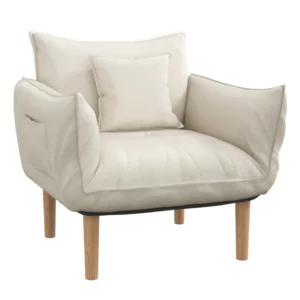 Fåtölj Relaxstol, Avtagbara Ben, Inklusive Dyna, 75 Cm X 68 Cm X 78 Cm, Beige 1