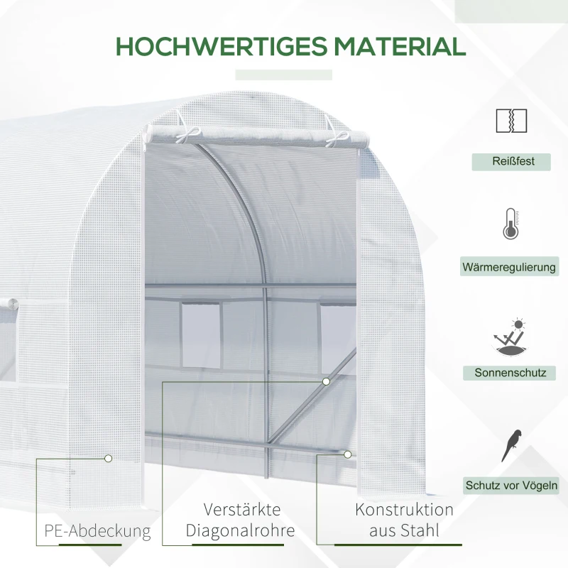 Folie Växthus Växthus Walk-in Med Metallram 4,5 X 2 X 2m Vit 5