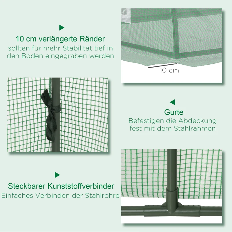 Folieväxthus, Väderbeständig, UV-beständig, Folietunnel, 200 Cm X 80 Cm X 45 Cm, Grön 6