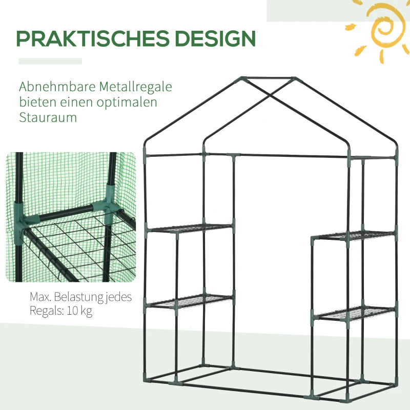 Folieväxthusväxthus Med 6 Hyllplan Ingångsträdgårdsbod Växthus Tomat Krukväxthus Med Roll-up Entré Frukostbädd Grön 141 X 72 X 191 Cm 7