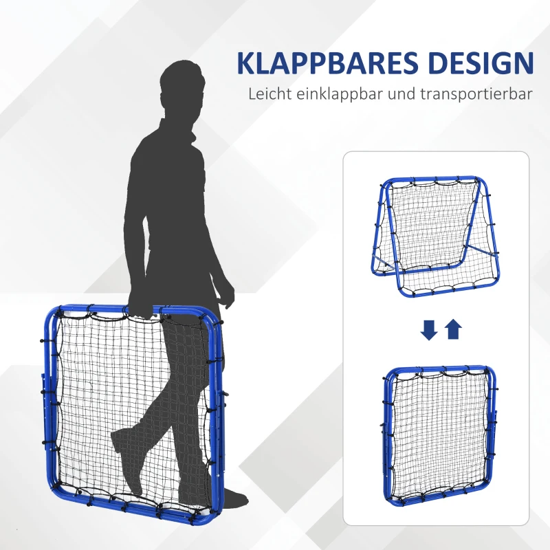 Football Rebounder Kickback Goal Rebound Wall Net Dubbelsidig Rebound Justerbar I 5 Nivåer Stålblå 100 X 95 X 90 Cm 5