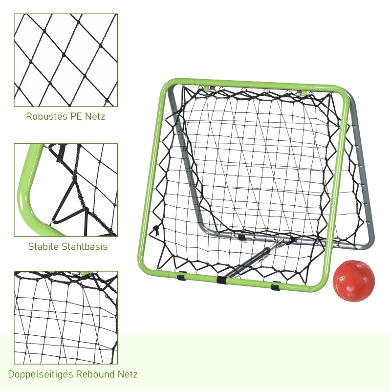 Football Rebounder Kickback Goal Rebound Wall Net För Baseball Basket Dubbelsidig Rebound Justerbar I 5 Nivåer Metallgrön + Svart 75 X 75 X 64 Cm 6