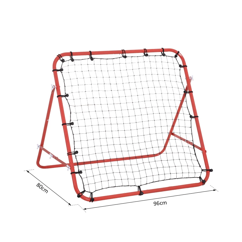 Football Rebounder Kickback Goal Rebound Wall Net For Baseball Fotbollsmål För Träning Justerbar Vinkel Metallrör PE Tyg 96 X 80 X 96 Cm Röd + Svart 3