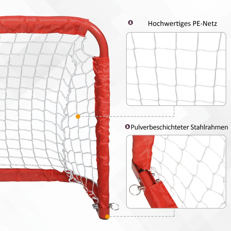 Fotbollsmål, Fotbollsnät, Set Med 2 Minimål, Hopfällbar, Stål (Q195), Tetrolon, Röd, 90 X 36 X 60 Cm 5