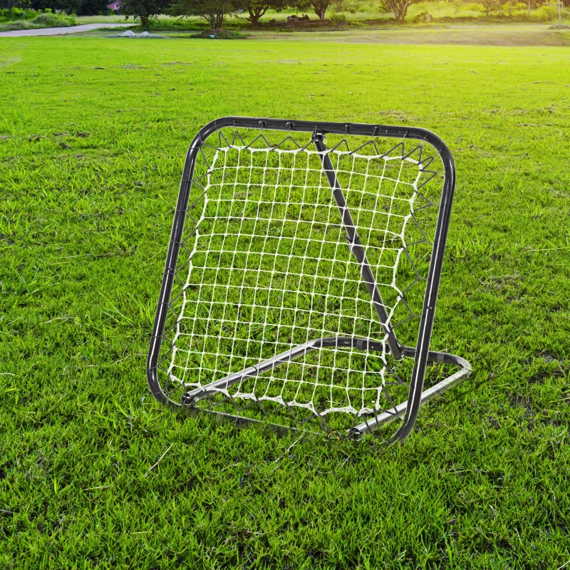 Fotbollsrebounder Vikbar Kickback Goal Bounce Väggnät För Baseball Basket Justerbar I 5 Nivåer Metall Svart 78 X 84 X 65-78 Cm 2