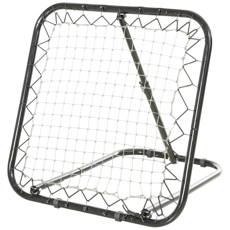 Fotbollsrebounder Vikbar Kickback Goal Bounce Väggnät För Baseball Basket Justerbar I 5 Nivåer Metall Svart 78 X 84 X 65-78 Cm 1