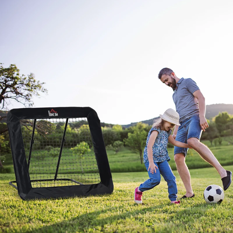 Fotbollsrebounder Vikbar Kickback Goal Bounce Wall Net För Baseball Basket Volleyboll Justerbar I 5 Nivåer Stål Svart 128 X 118 X 108-120 Cm 2