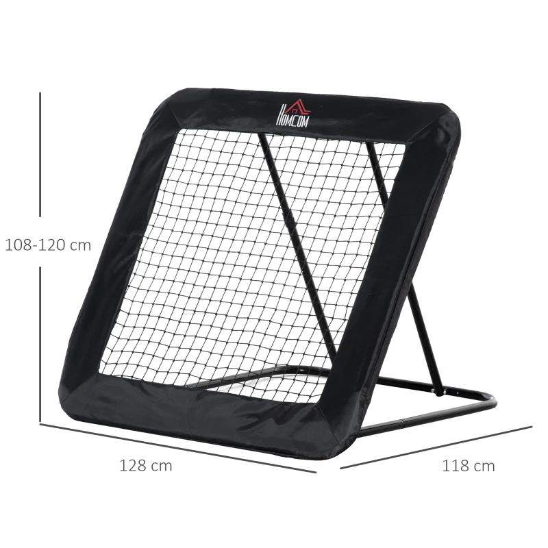 Fotbollsrebounder Vikbar Kickback Goal Bounce Wall Net För Baseball Basket Volleyboll Justerbar I 5 Nivåer Stål Svart 128 X 118 X 108-120 Cm 3