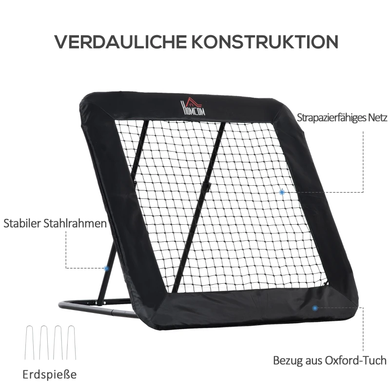 Fotbollsrebounder Vikbar Kickback Goal Bounce Wall Net För Baseball Basket Volleyboll Justerbar I 5 Nivåer Stål Svart 128 X 118 X 108-120 Cm 6