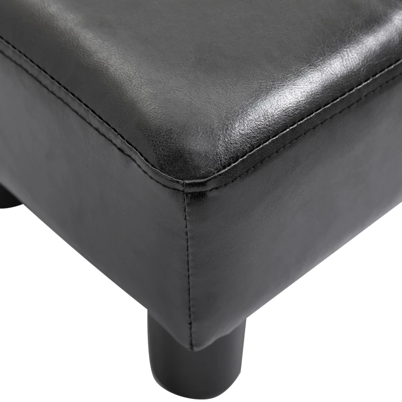 Fotpall Benstöd Pall Entrébänk Rygglös Pallbänk Chesterfield Gjord Av Konstläder Svart 40 X 30 X 24 Cm 8