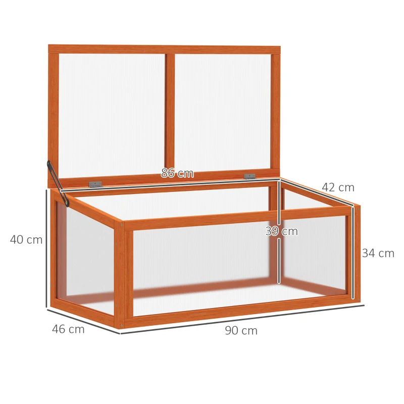 Frukostsäng Växthus Växthus Frukostbäddslåda Växtbädd Med överdrag Av Trä Och Polykarbonat Väderbeständig Orange 90 X 46 X 40 Cm 3