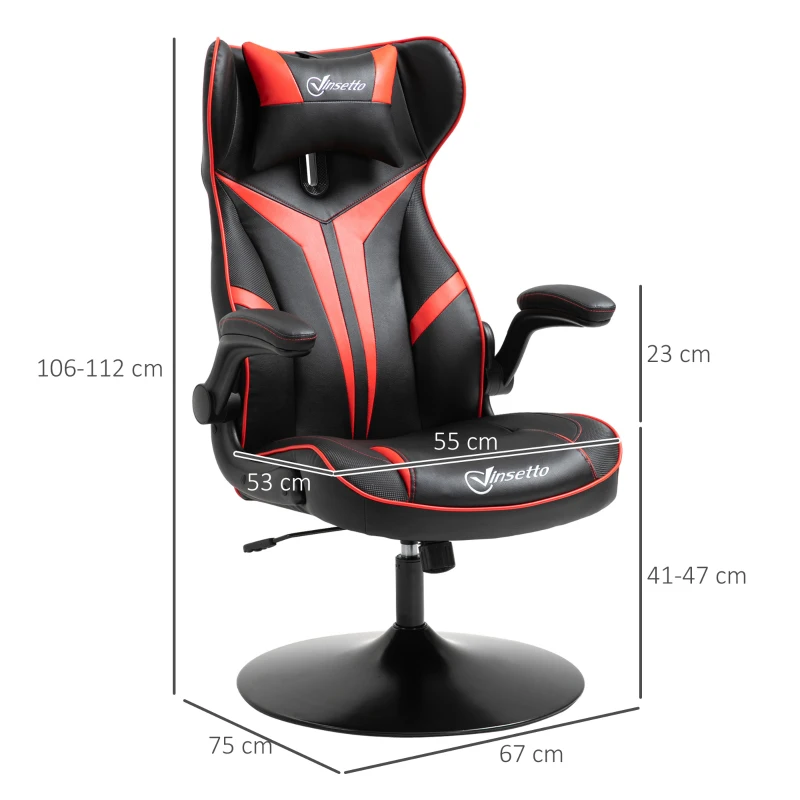 Gamingstol Ergonomisk Datorstol Med Gungfunktion Snurrstol Höjdjusterbar Stål Svart + Röd 67 X 75 X 106-112 Cm 3