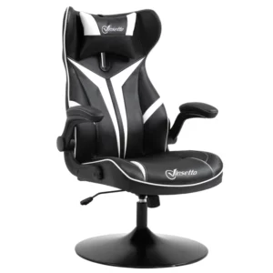 Gamingstol Ergonomisk Datorstol Med Gungfunktion Snurrstol Höjdjusterbar Stål Svart + Vit 67 X 75 X 106-112 Cm 1