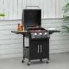 Gasgrill, BBQ Grill Med 3 Brännare, 3 Kw Vardera, 4 Hjul, Svart 10