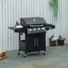 Gasgrill BBQ Med 3 Brännare, 3 Kw Vardera, Mobil Grillvagn Med 4 Hjul, Grillnät, Sidobord, Tryckreducerare, Slangar, Skåp, Multifunktion, Stål, Svart, 132,4 Cm X 55 Cm X 109 Cm 10