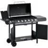 Gasgrill Med 7 Brännare, Inklusive Termometer, BBQ Grill, Mobil Grill, Svart 1