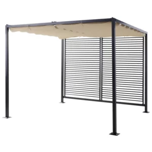 Gazebo, Pergola Med Justerbart Tygtak, Partytält, Kapell, Polyester, Beige, 300 X 280 X 238 Cm 1