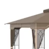 Gazebo Trädgårdspaviljong 3,65 X 3 M Trädgårdstält Tält Partytält Med 4 X Myggnät Andas Dubbeltak Metall Polyester Brun + Beige 8