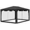 Gazebo Trädgårdstält 3 X 3 M Paviljong, Väderbeständig, Hopfällbar, 395cm X 295cm X 255cm, Svart 1