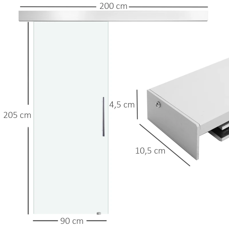 Glasskjutdörr Rumsdörr Med Handtag Satinfinish På Ena Sidan 90 X 205 Cm 3