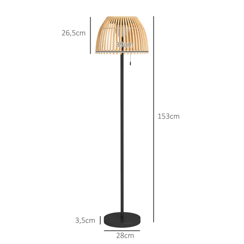 Golvlampa Golvlampa Design Golvlampa, LED-ljus, 3 Ljusstyrkanivåer, Bambu, 39 X 39 X 153 Cm, Naturlig 3