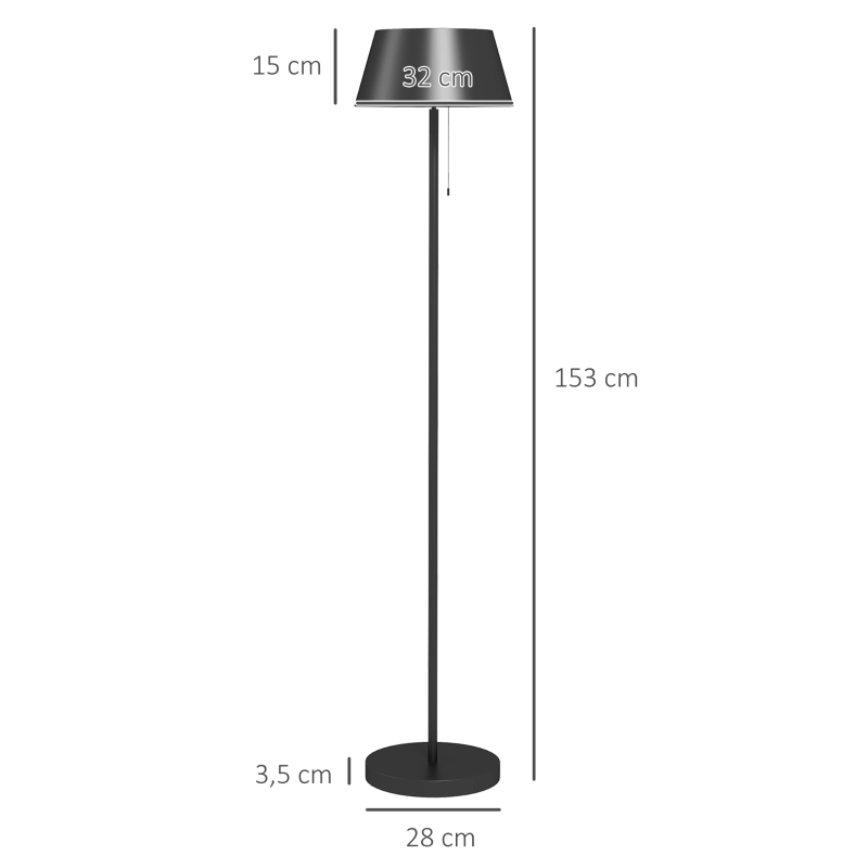 Golvlampa Golvlampa Design Golvlampa, LED-ljus, Dragkedja, 3 Ljusstyrkenivåer, Svart 3