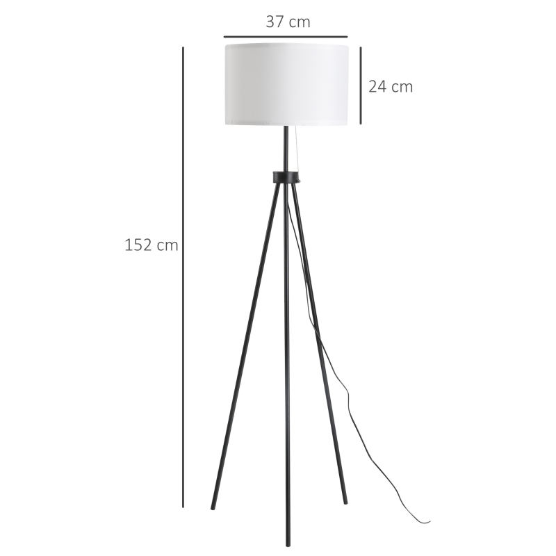 Golvlampa Golvlampa E27, Stål + Polyester, 37x37x152cm (svart + Vit) 3