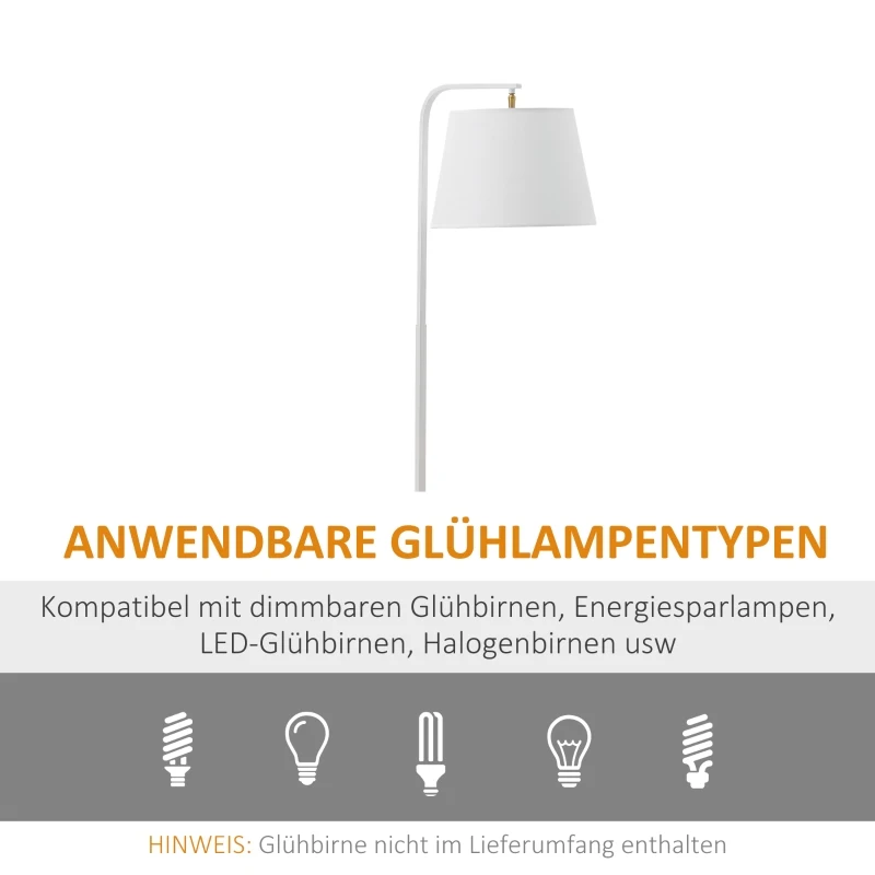 Golvlampa Golvlampa Sidobord Med 2 Hyllor Interiörbelysning E27 För Vardagsrum Sovrum Kontor Metall Trä Terylentyg Vit 38 X 36 X 162 Cm 6