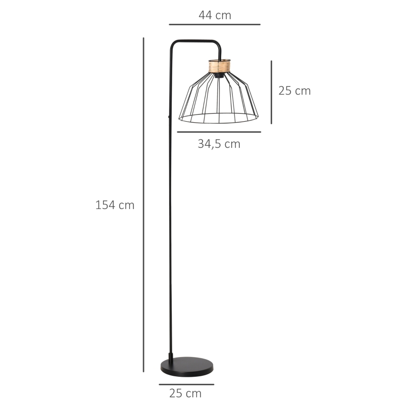 Golvlampa Industridesign Golvlampa, Golvbrytare, E27 Sockel, Svart Metall 3