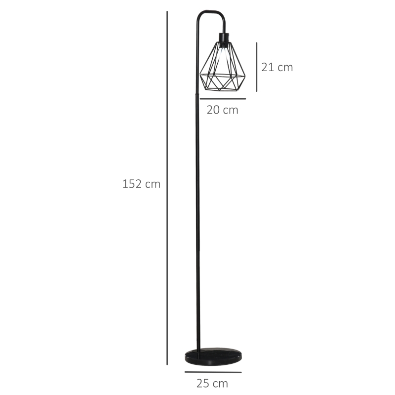 Golvlampa Industriell Stil Golvlampfot E27 För Sovrum Matsal Stål Marmor Svart 25 X 152H Cm 3