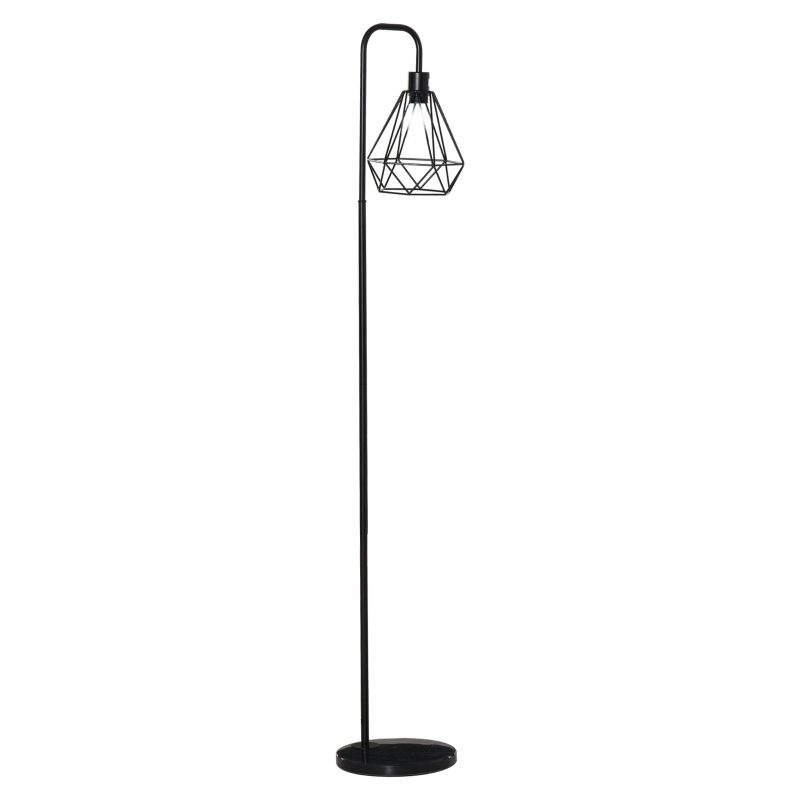 Golvlampa Industriell Stil Golvlampfot E27 För Sovrum Matsal Stål Marmor Svart 25 X 152H Cm 1