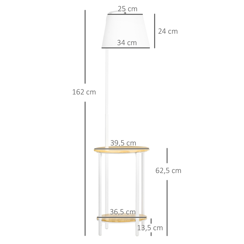 Golvlampa Med 2 Hyllplan, Golvlampa, Fotkontakt, 40 W. E 27, Natur + Vit 3