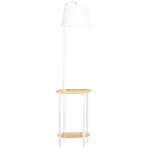 Golvlampa Med 2 Hyllplan, Golvlampa, Fotkontakt, 40 W. E 27, Natur + Vit 1