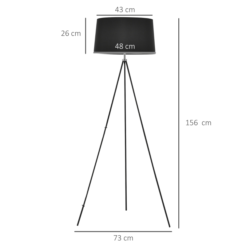 Golvlampa Stativ Sovrumsgolvlampa Golvlampa 40 W Skandinaviskt Tyg + Metall Svart 73 X 156 Cm 3