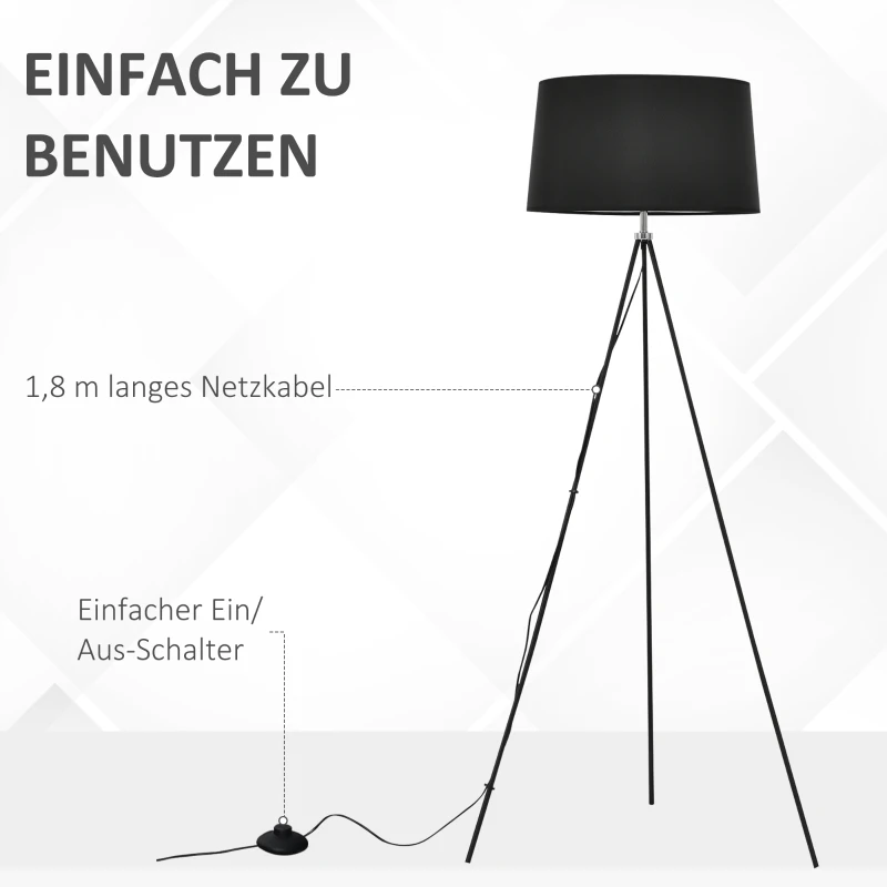 Golvlampa Stativ Sovrumsgolvlampa Golvlampa 40 W Skandinaviskt Tyg + Metall Svart 73 X 156 Cm 7