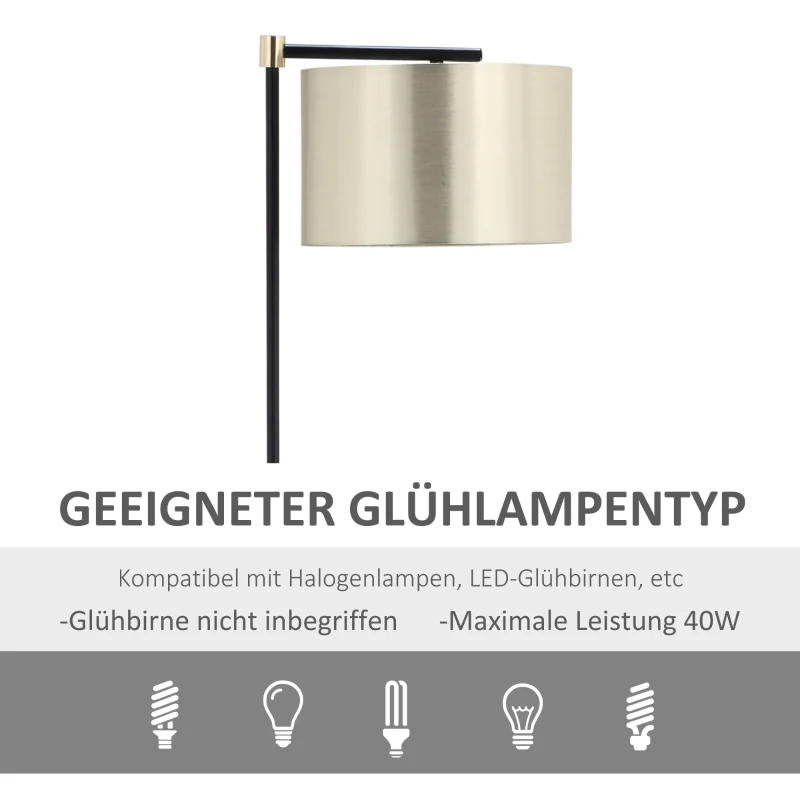 Golvlampa Vardagsrum Golvlampa 40W Modern Golvlampa Med E27 Sockel Tygskärm För Sovrum Kontor Elegant Guld + Svart 48 X 32 X 152 Cm 7