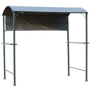 Grill Gazebo Med Flamskyddat Tak, BBQ Gazebo Med 2 Hyllor, Polyester, Svart, 218 X 138 X 216 Cm 1