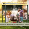 Grill Gazebo Med Flamskyddat Tak, BBQ Gazebo Med 2 Hyllor, Polyester, Svart, 218 X 138 X 216 Cm 6