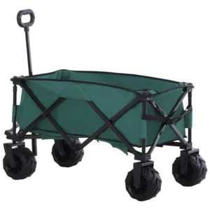 Handvagn Vikbar Handvagn 360 Trädgårdsvagn Transportvagn Med Teleskophandtag Justerbart Handtag Höjd Strandvagn Lastkapacitet Upp Till 20 Kg Metall Oxford Grön 108 X 55 X 59-89 Cm 1