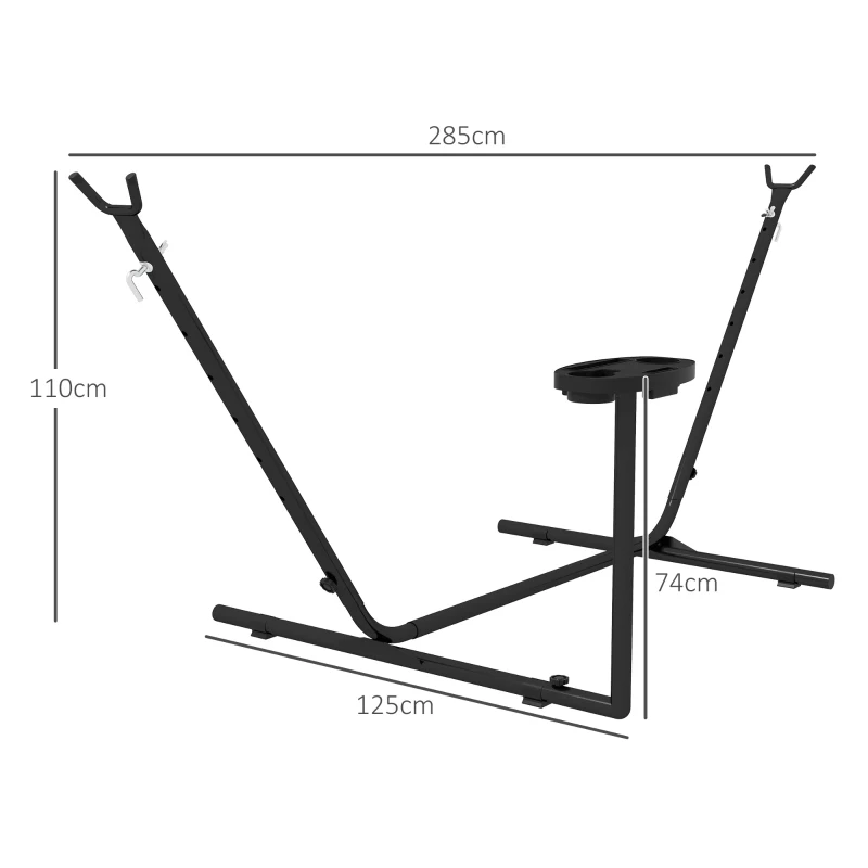 Hängmattor, För Hängmattor Upp Till 280 Cm, Stål, 285L X 125W X 110H Cm, Svart 3