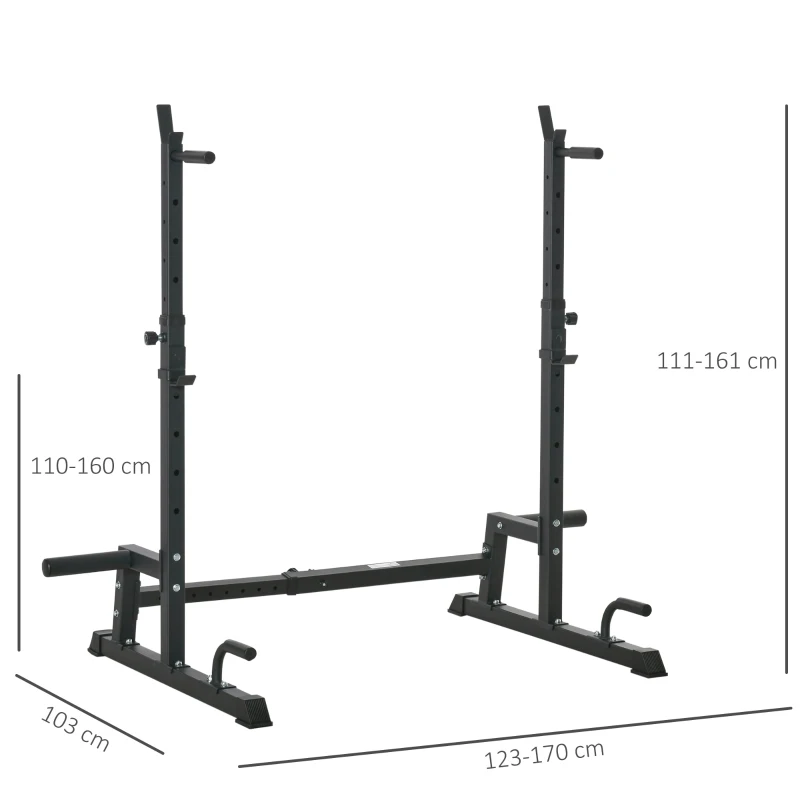 Hantelstativ Multifunktionell Skivstång, Höjdjusterbar Skivstång, Styrketräning, Lastbar Upp Till 150 Kg, Skivstångsställ, Stål, Svart 3