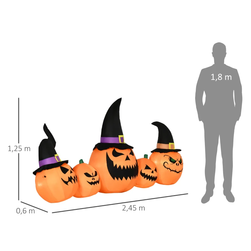 Helloween Trädgårdsdekoration Pumpa Familj Med Fläkt Väderbeständig 2,45 X 0,60 X 1,25 M 3