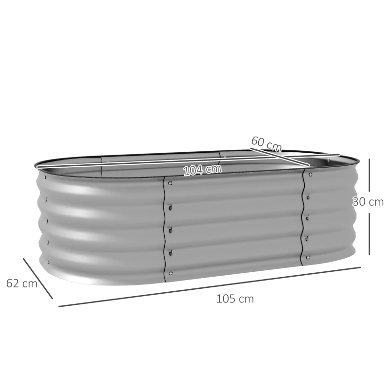 Högbäddsväxtbädd, Modulupphöjd Bädd, Skyddade Kanter, Design Utan Botten, 105 X 62 X 30 Cm, Silver 3