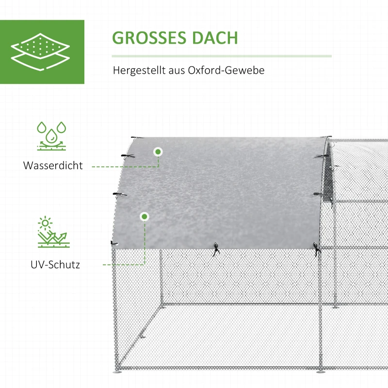 Hönshus Husdjursbur XXL 280 X 570 X 197 Cm Utomhusfjäderfähus För Hönsbur Med Skärmtak Slotts Utomhusinhägnad För 12-18 Kycklingar Anka Kanin Zinkstål 4