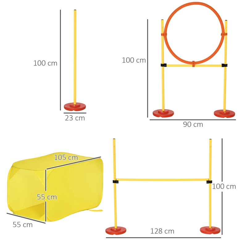 Hund Agility Set Med 4 Hinder Rött + Gult 3