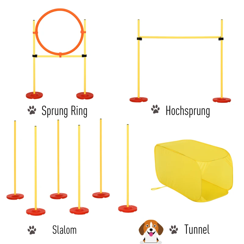 Hund Agility Set Med 4 Hinder Rött + Gult 4