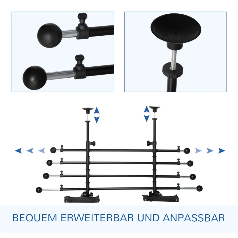 Hundbilsvägg Höjd Och Bredd Justerbar Stål + ABS Svart 6