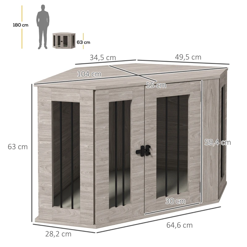 Hundbox, Hundbur, Hörndesign, Inklusive Lås, 1 Liggdyna, 104 X 55 X 63 Cm, Brun 3