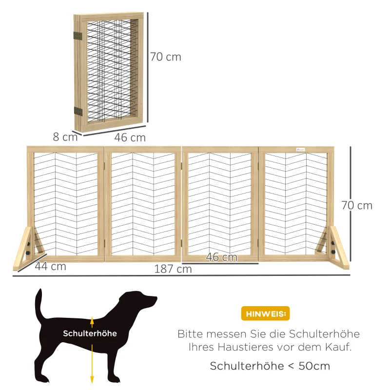 Hundgrind Trappgrindspärr, Hopfällbar, Furu, 187 Cm X 44 Cm X 70 Cm, Natur 3